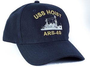 Wool blend navy blue ball cap for USS Hoist ARS-40