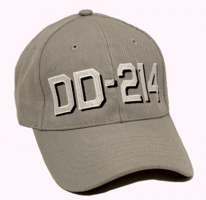 Ball cap for US Military veterans with DD-214 embroidered on wool blend