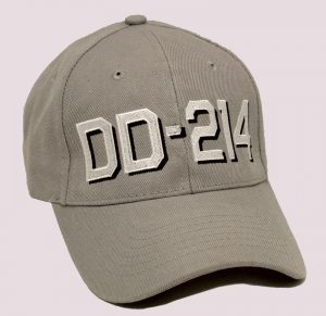 Ball cap for US Military veterans with DD-214 embroidered on wool blend