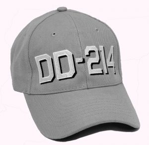 Ball cap for US Military veterans with DD-214 embroidered on wool blend
