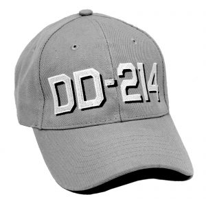 Ball cap for US Military veterans with DD-214 embroidered on wool blend